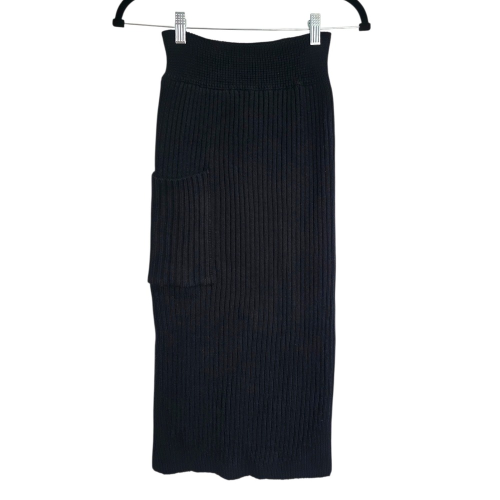 Paper Label Grace Tube Skirt‎ Black Chunky Knitted Midi Small